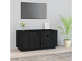 Meuble TV en pin noir, 80 x 35 x 40,5 cm