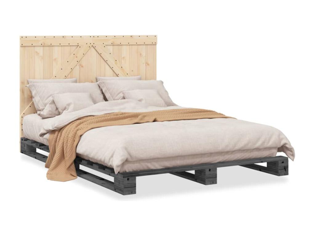 Matelas en bois massif gris, 200 x 140 x 104 cm