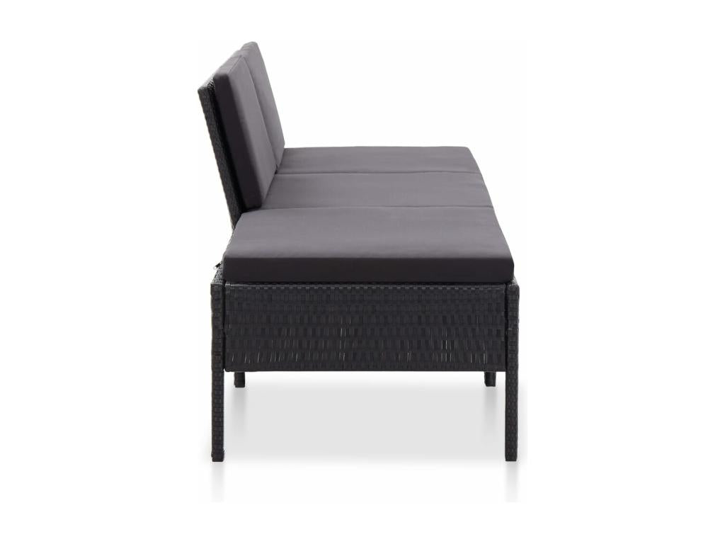 Ensemble de mobilier de jardin noir 3 pièces avec coussins, 62 x 62 x 69 cm
