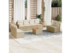 Ensemble de mobilier de jardin beige 9 pièces avec coussins, 55 x 55 x 37 cm