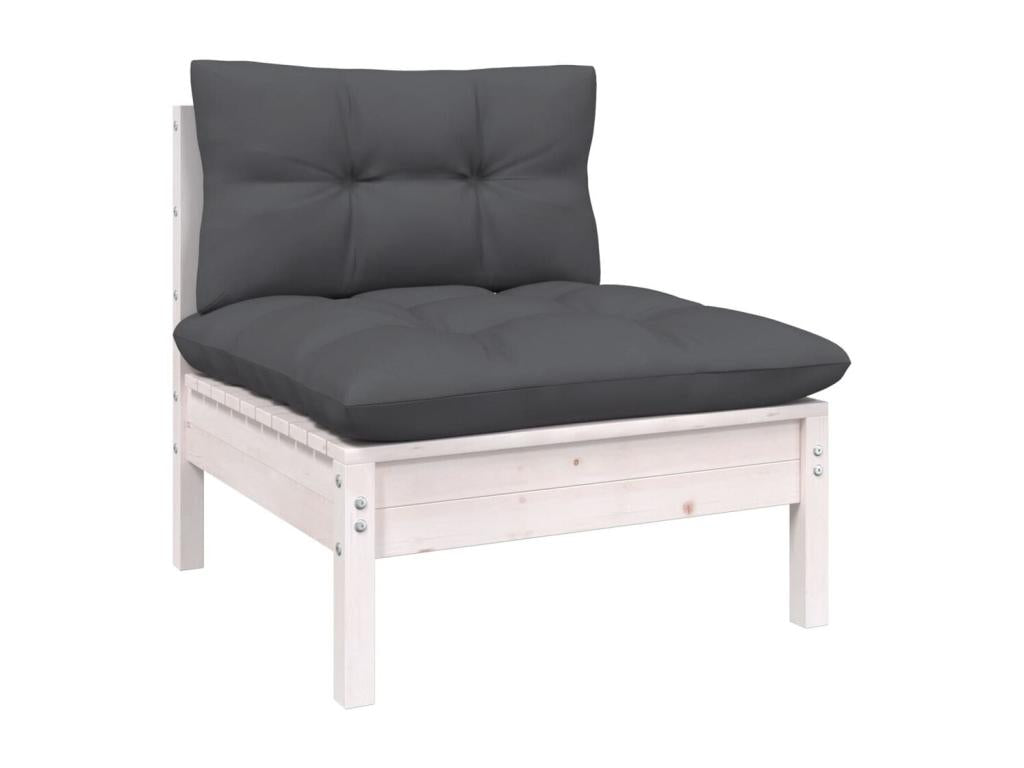 Ensemble de mobilier de jardin 6 pièces en pin blanc avec coussins, 63,5 x 63,5 x 62,5 cm - dlz1766569505834