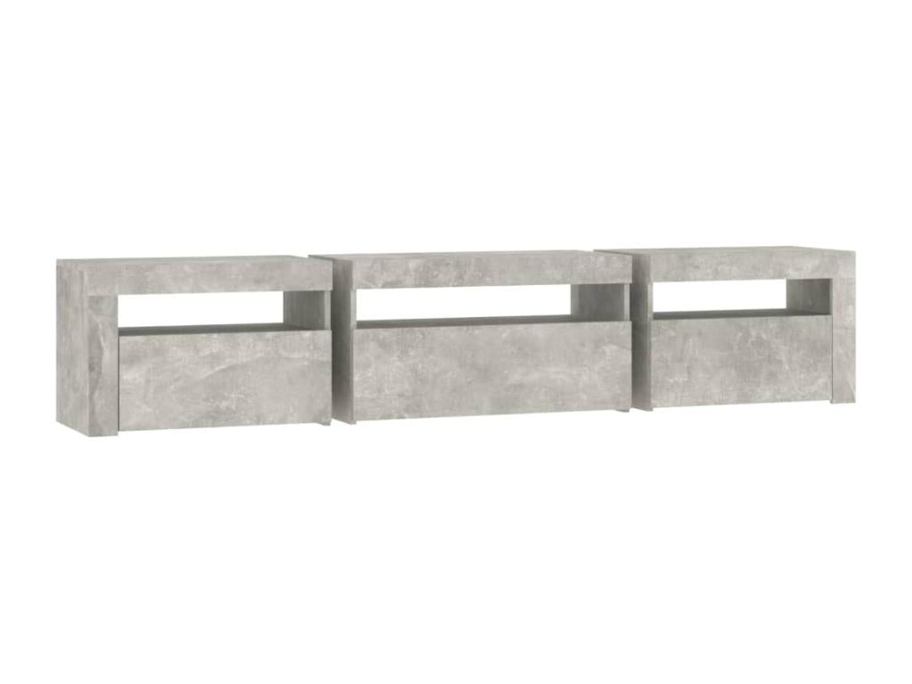 Meuble TV gris avec éclairage LED, 195 x 35 x 40 cm - dlz1766569455816