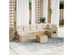Ensemble de mobilier de jardin beige 8 pièces avec coussins, 71 x 62 x 69 cm