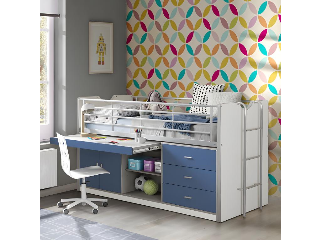 Cadre de lit bleu, 207 x 96 x 116 cm