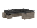Ensemble de mobilier de jardin gris 10 pièces avec coussins, 62 x 62 x 69 cm