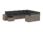 Ensemble de mobilier de jardin gris 10 pièces avec coussins, 62 x 62 x 69 cm