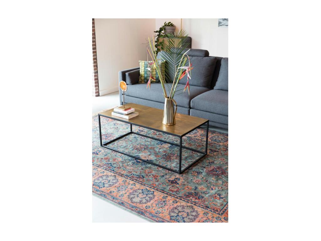 Table basse en métal doré, 110 x 55 x 40 cm