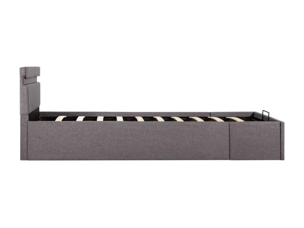 Cadre de lit taupe avec éclairage LED, 211 x 98 x 73 cm
