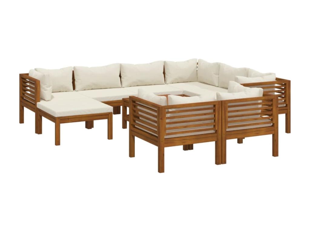 Ensemble de mobilier de jardin crème 10 pièces, 65 x 65 x 35 cm
