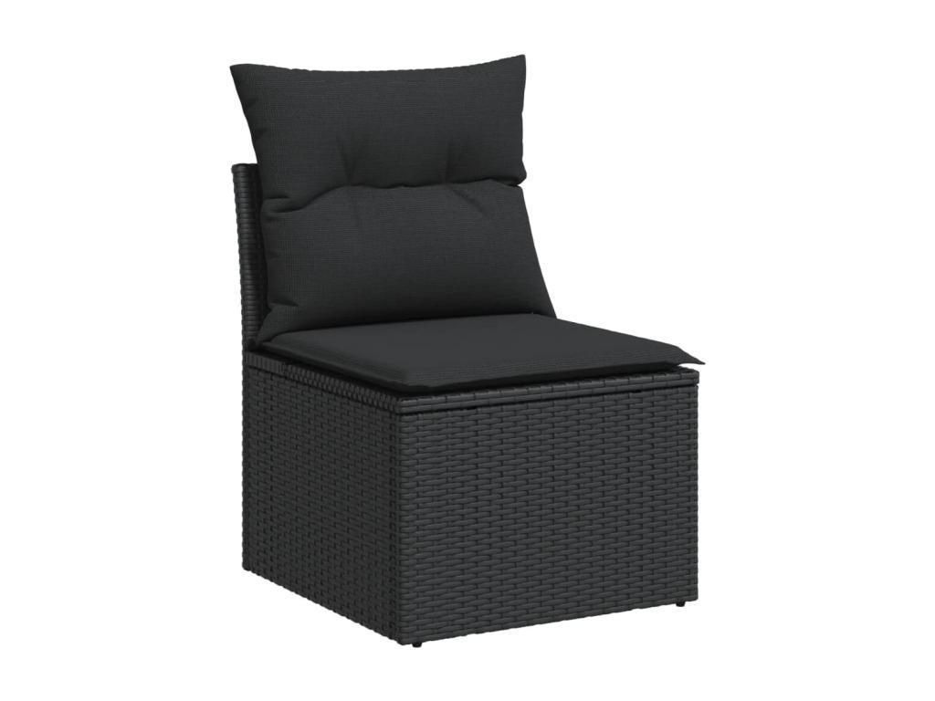 Ensemble de mobilier de jardin noir 10 pièces avec coussins, 62 x 62 x 69 cm