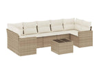Ensemble de mobilier de jardin beige 8 pièces avec coussins, 55 x 55 x 37 cm