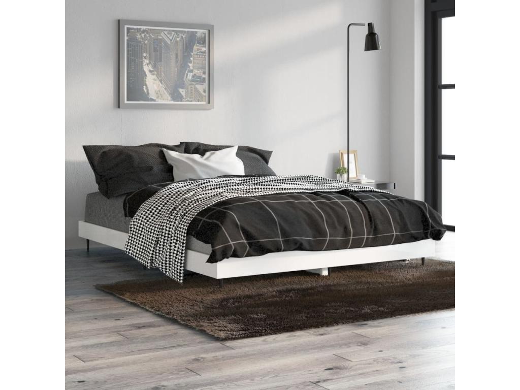 Cadre de lit blanc, 193 x 138 x 20 cm