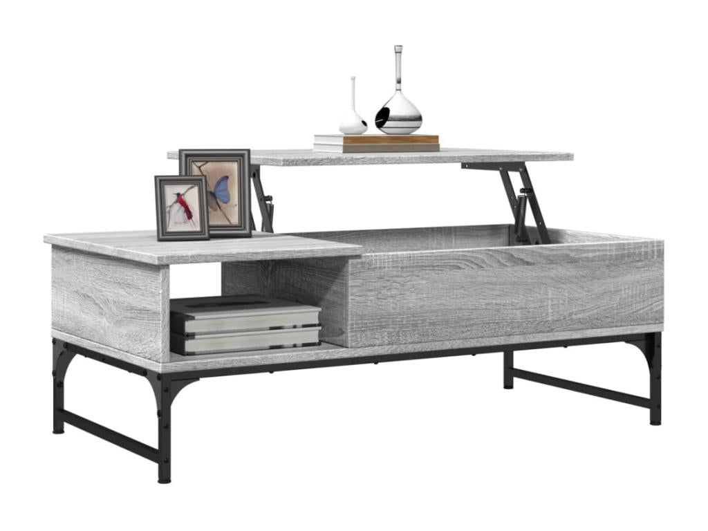 Table basse en métal gris, 100 x 50 x 35 cm