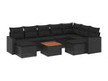 Ensemble de mobilier de jardin noir 10 pièces avec coussins, 55 x 62 x 69 cm