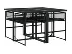 Ensemble de mobilier de jardin noir 5 pièces avec coussins, 65,5 x 69 x 62 cm
