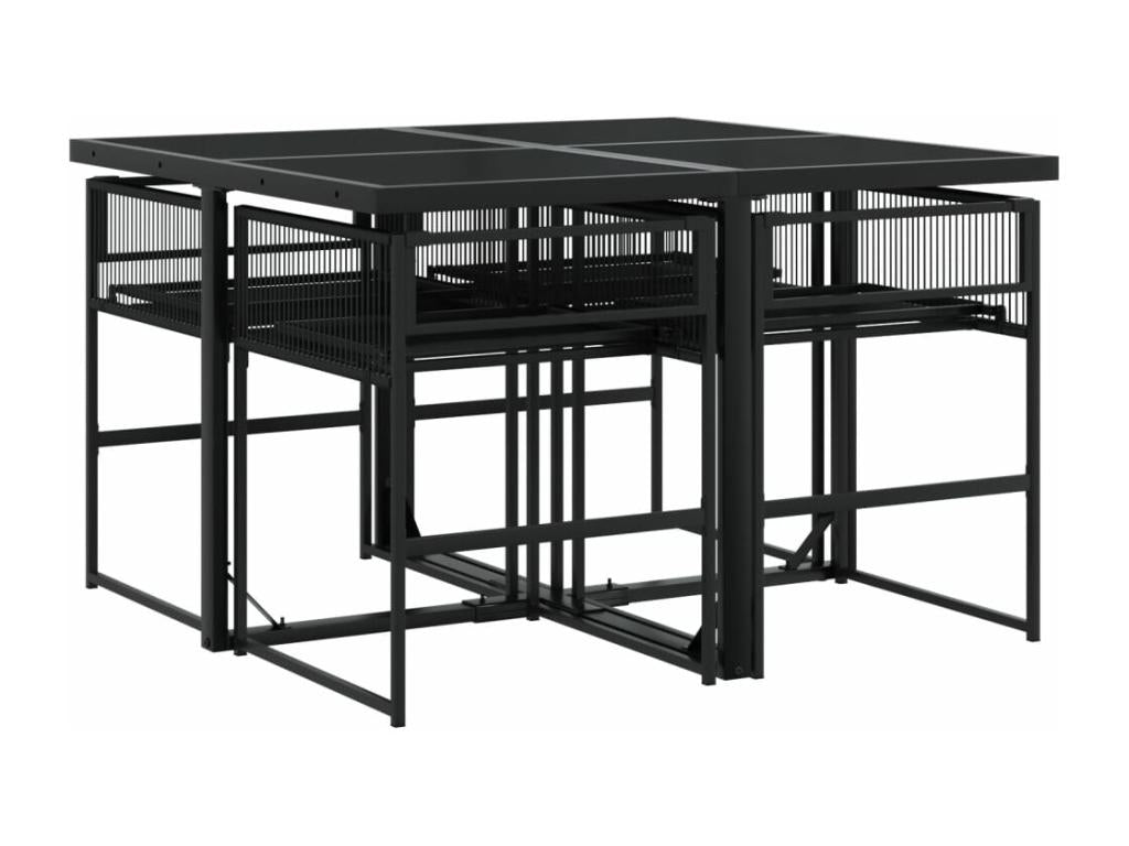 Ensemble de mobilier de jardin noir 5 pièces avec coussins, 65,5 x 69 x 62 cm