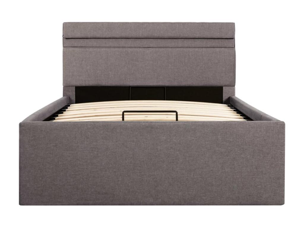 Cadre de lit taupe avec éclairage LED, 211 x 98 x 73 cm