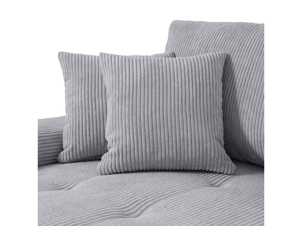 Canapé-lit en velours gris avec rangement, 265 x 185 x 85 cm