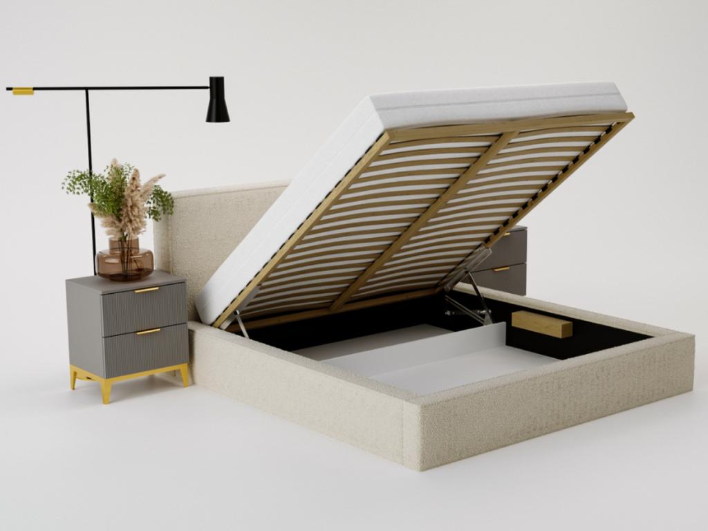 Cadre de lit coffre bleu avec rangement, 220 x 175 x 100 cm