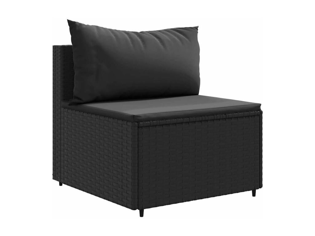 Ensemble de mobilier de jardin noir 5 pièces avec coussins, 165 x 72 x 107 cm