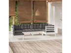 Ensemble de mobilier de jardin 6 pièces en pin blanc avec coussins, 63,5 x 63,5 x 62,5 cm - dlz1766569505834