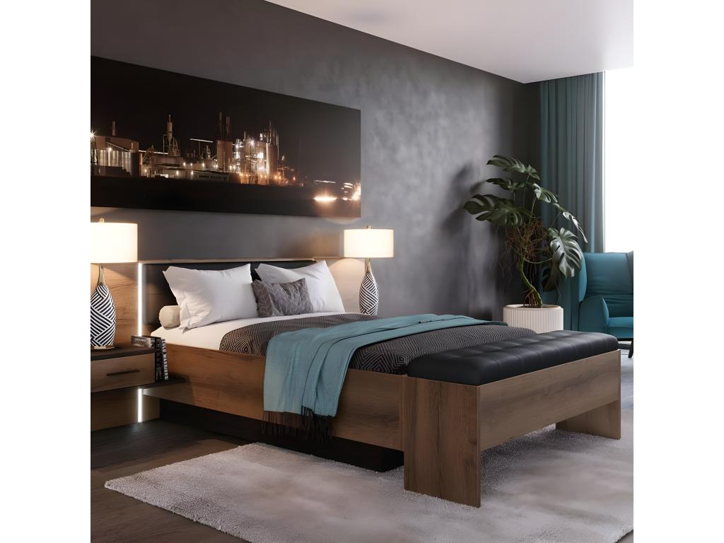 Banc noir avec rangement, 165 x 37 x 56 cm