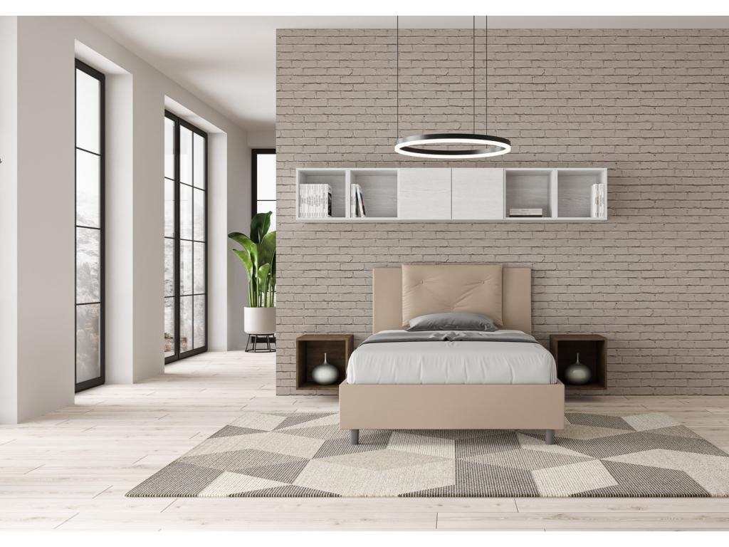 Sommier en similicuir taupe, 135 x 212 x 110 cm