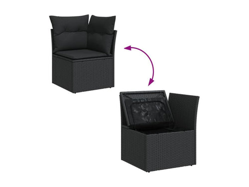 Ensemble de mobilier de jardin noir 10 pièces avec coussins, 55 x 62 x 69 cm
