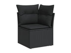 Ensemble de mobilier de jardin noir 11 pièces avec coussins, 55 x 62 x 69 cm
