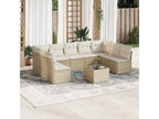 Ensemble de mobilier de jardin beige 10 pièces avec coussins, 55 x 55 x 37 cm