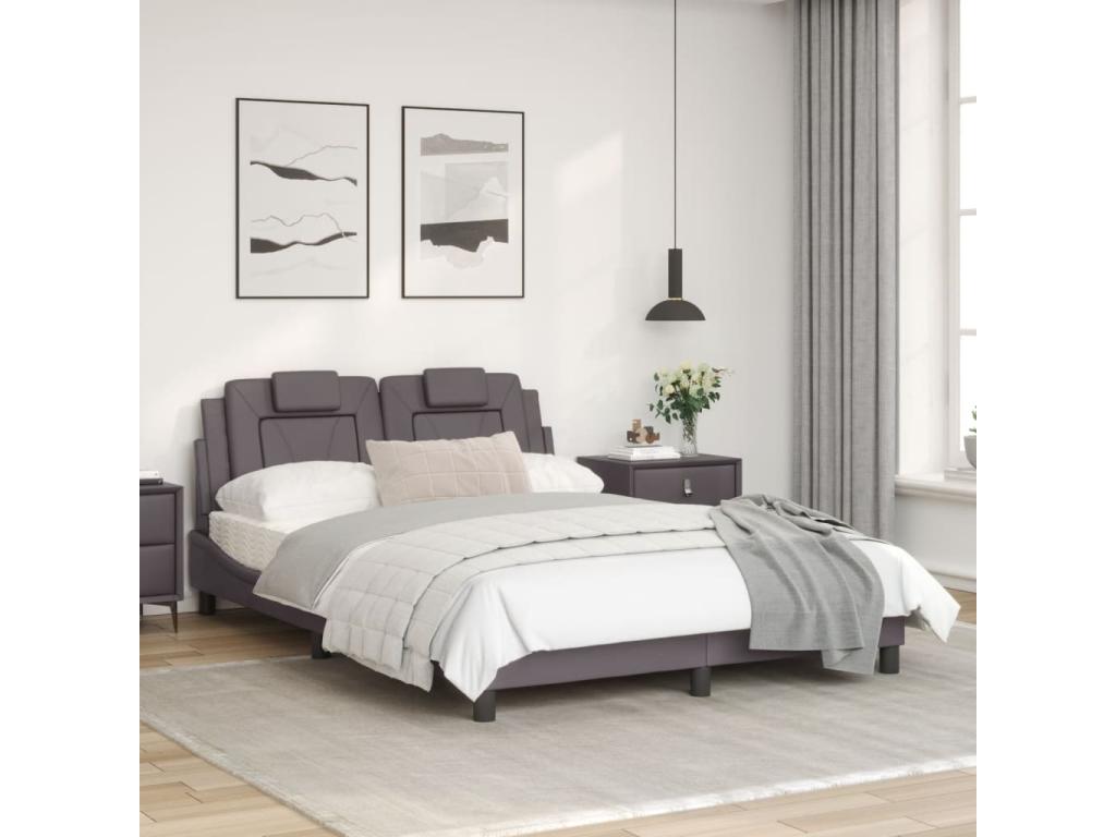 Cadre de lit gris avec éclairage LED, 120 x 15 x 49 cm