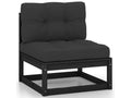 Ensemble de mobilier de jardin 9 pièces en pin noir avec coussins, 63,5 x 63,5 x 62,5 cm