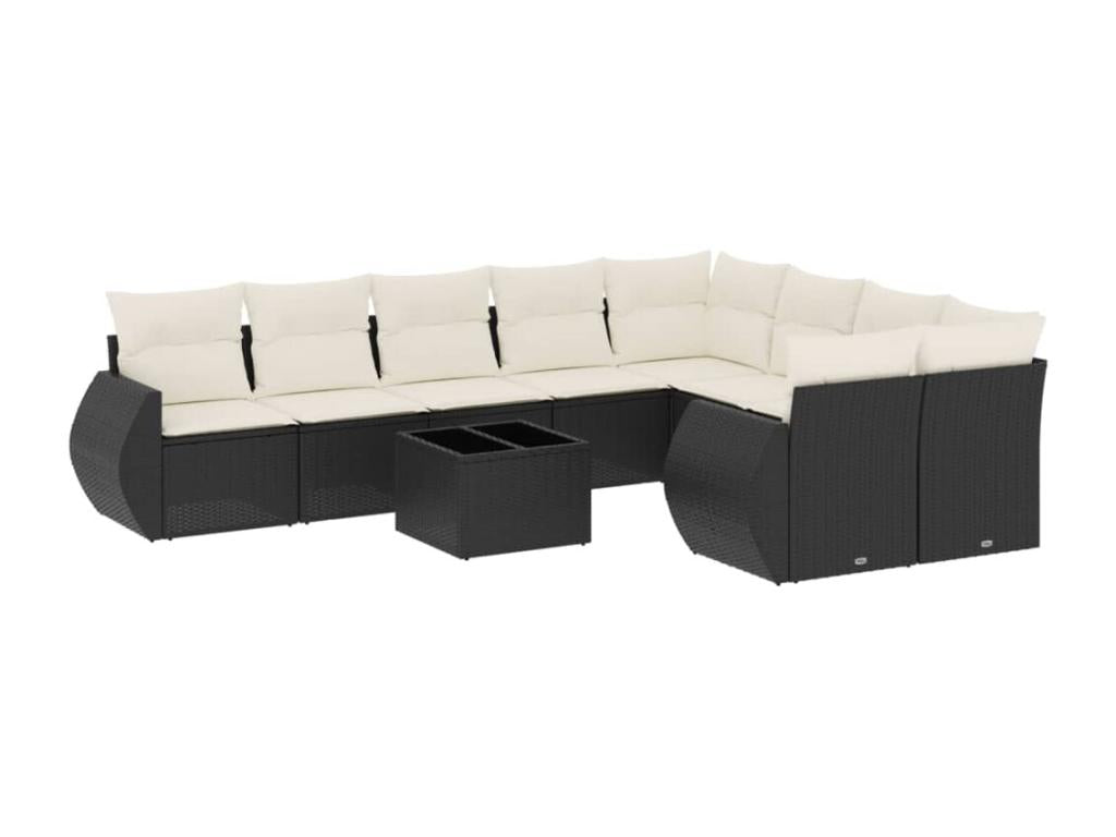 Ensemble de mobilier de jardin noir 10 pièces avec coussins, 55 x 62 x 69 cm - dlz1766569430767