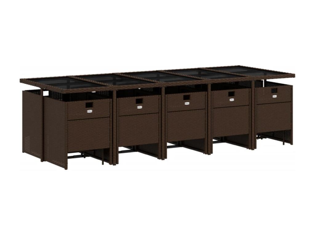 Ensemble de mobilier de jardin marron 15 pièces avec coussins, 110 x 73 x 106 cm