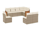 Ensemble de mobilier de jardin beige 8 pièces avec coussins, 62 x 62 x 69 cm