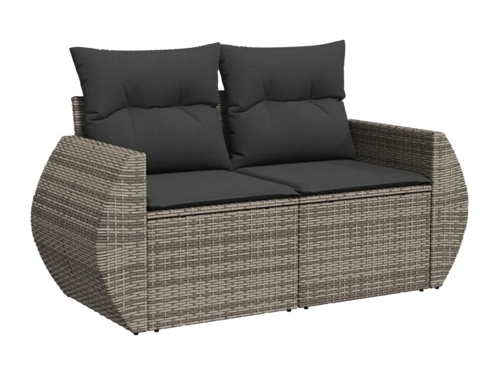Ensemble de mobilier de jardin gris 6 pièces avec coussins, 55 x 62 x 69 cm