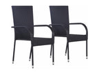 Ensemble de mobilier de jardin noir 3 pièces, 88 x 88 x 74 cm