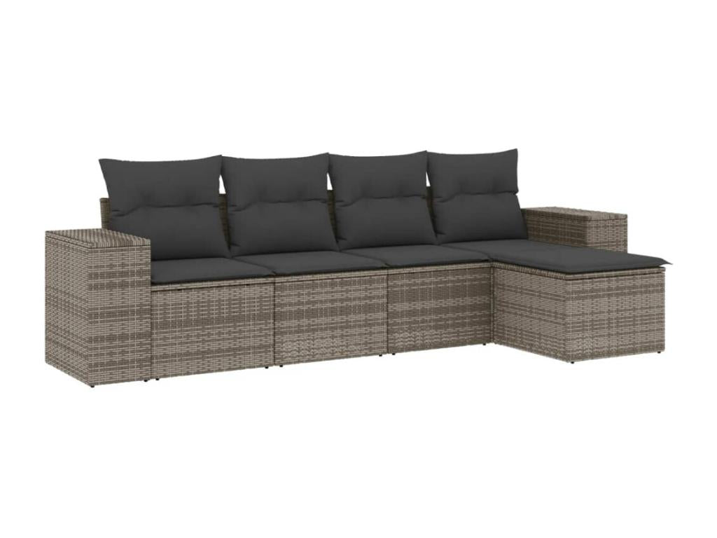 Ensemble de mobilier de jardin gris 5 pièces avec coussins, 66 x 62 x 70,5 cm