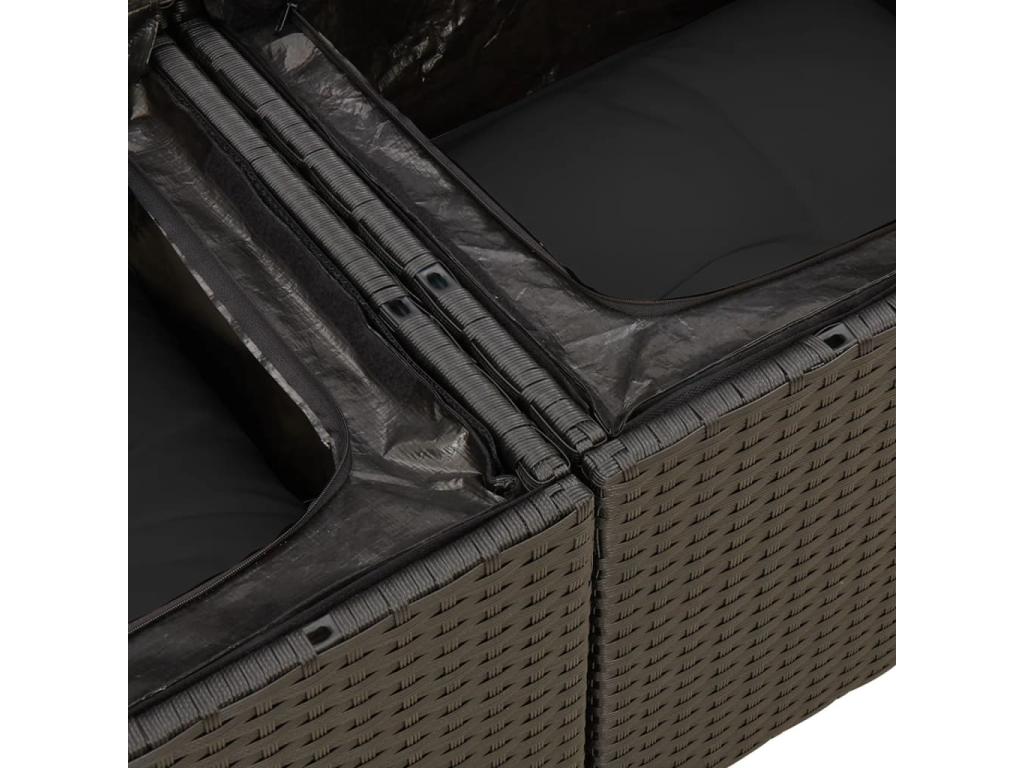 Ensemble de mobilier de jardin noir 12 pièces avec coussins, 62 x 62 x 69 cm