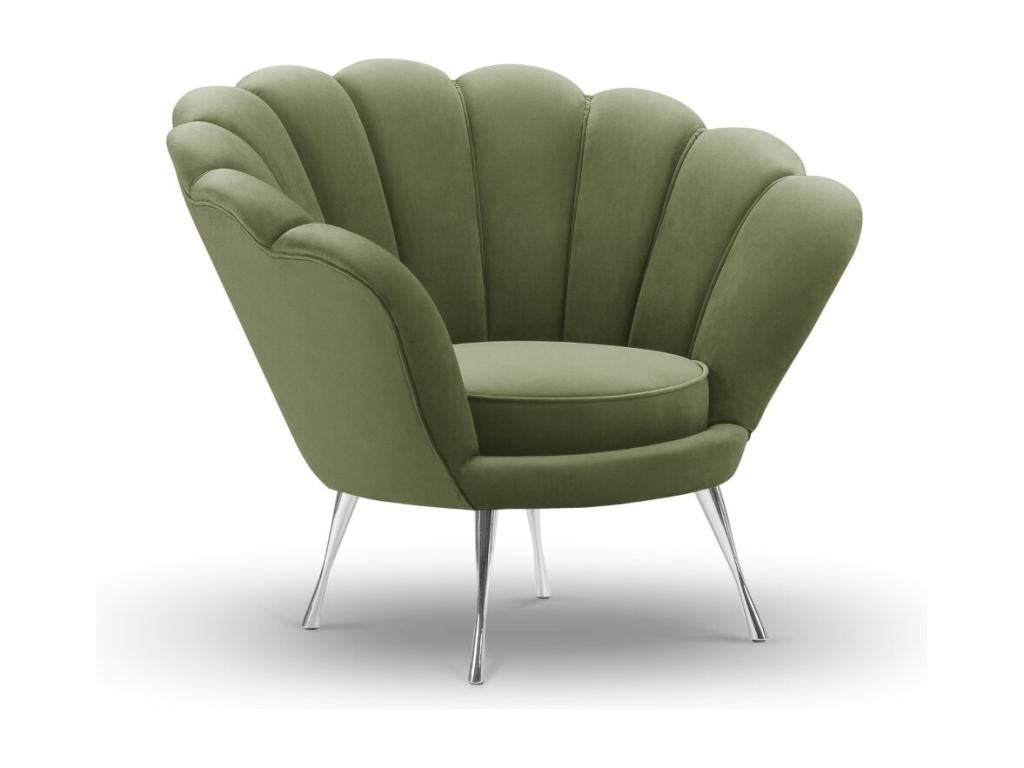 Fauteuil d'appoint en velours vert, 98 x 78 x 76 cm