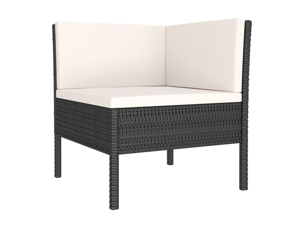 Ensemble de mobilier de jardin noir 4 pièces avec coussins, 58 x 61 x 88 cm