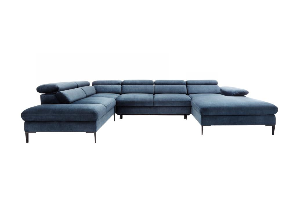 Canapé-lit en velours bleu, 353 x 214 x 75 cm