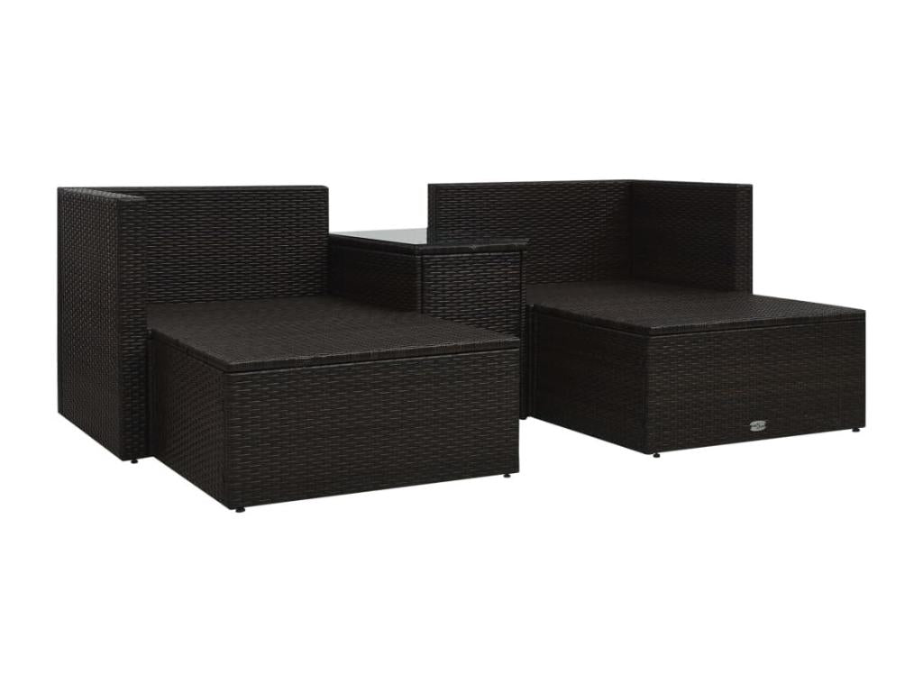 Ensemble de mobilier de jardin marron 5 pièces avec coussins, 70 x 70 x 54 cm