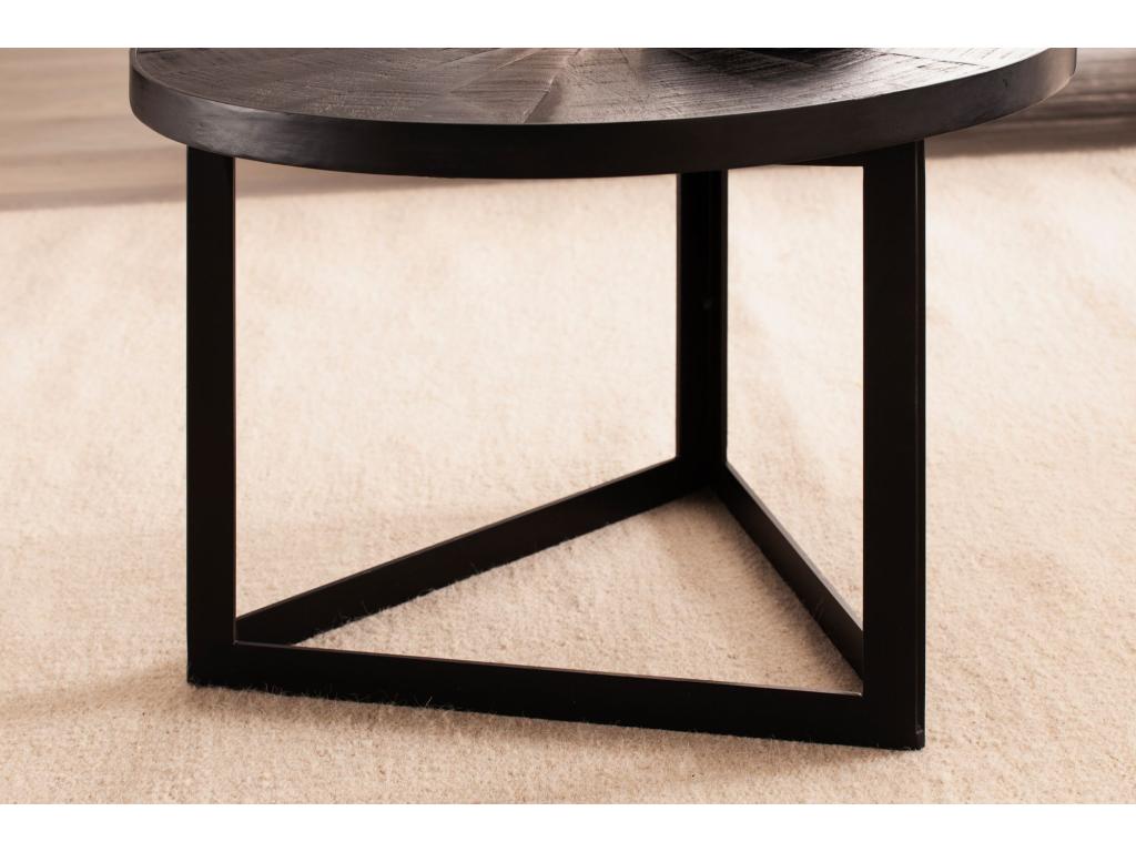 Table basse en bois massif noir, 58 x 58 x 40 cm