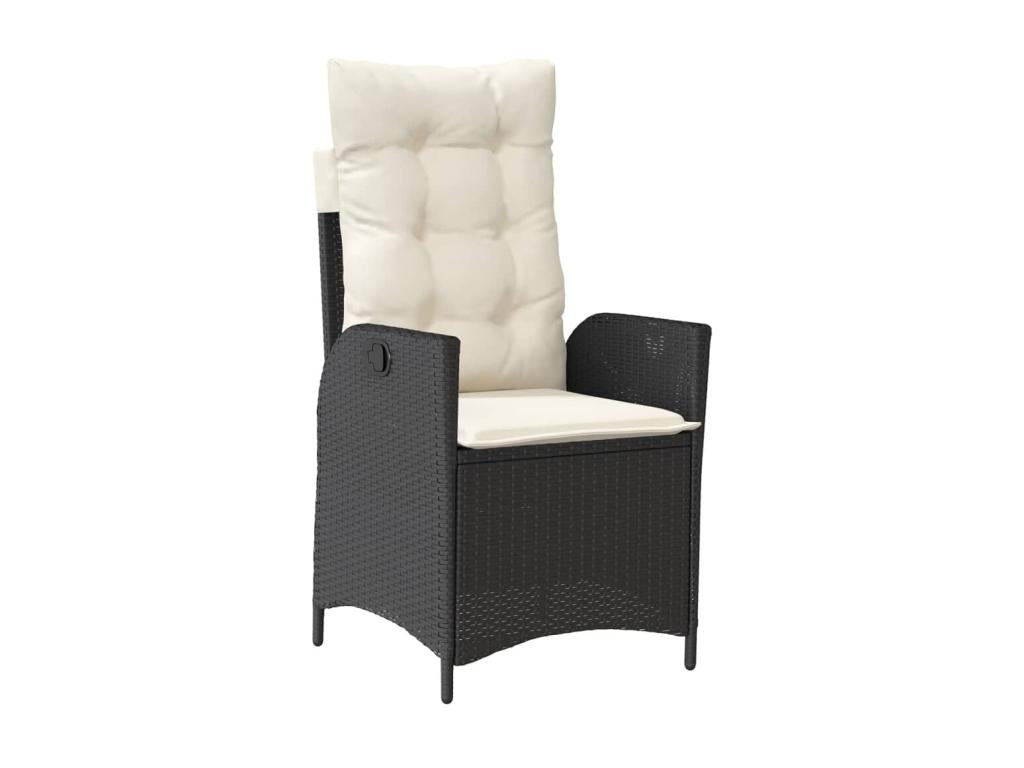 Ensemble de mobilier de jardin noir 3 pièces avec coussins, 165 x 73 x 106 cm