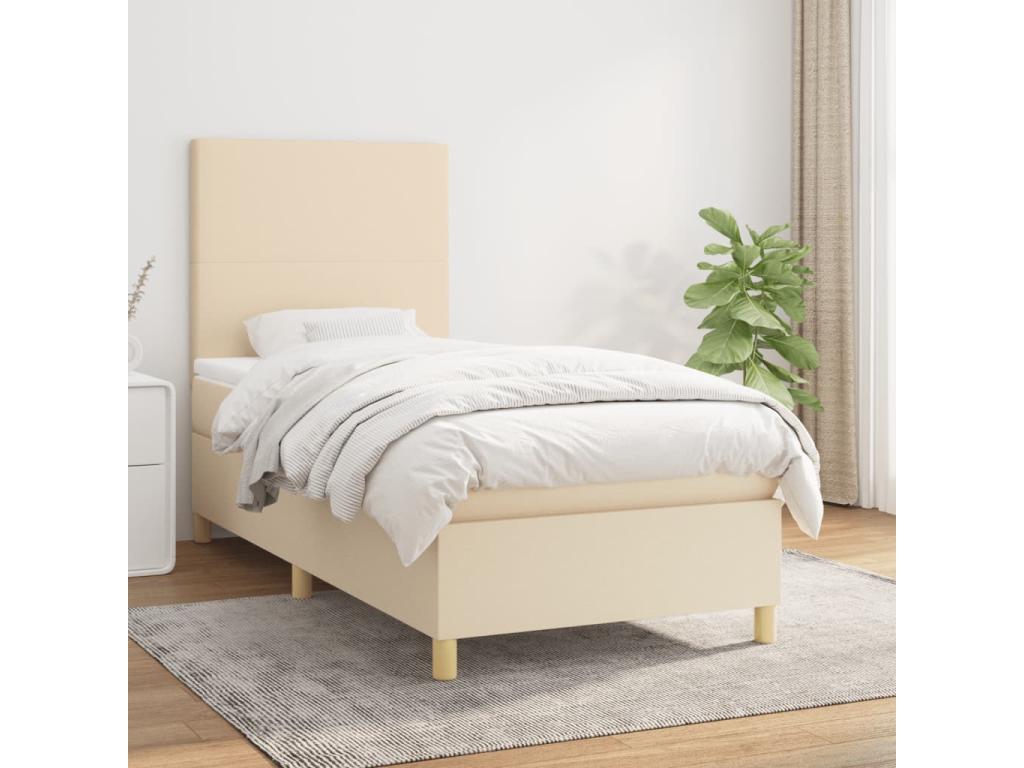 Matelas en tissu crème, 90 x 200 x 20 cm