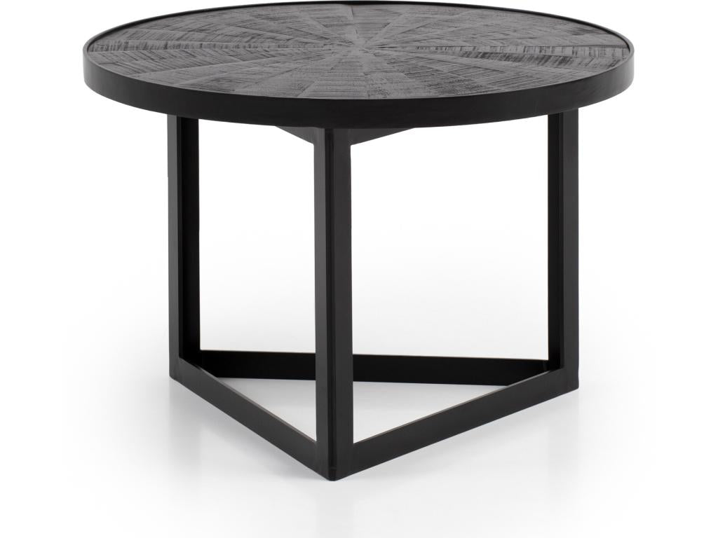 Table basse en bois massif noir, 58 x 58 x 40 cm