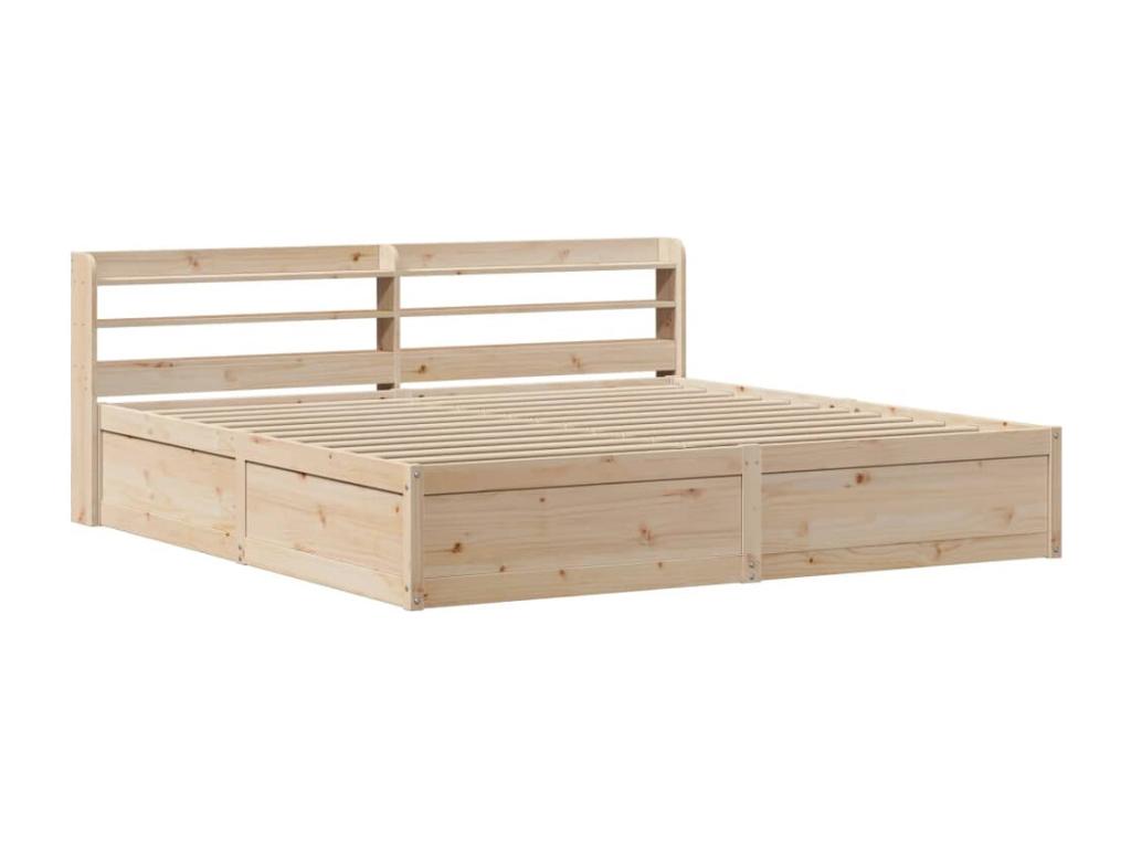 Cadre de lit en pin brun, 219 x 190 x 82 cm