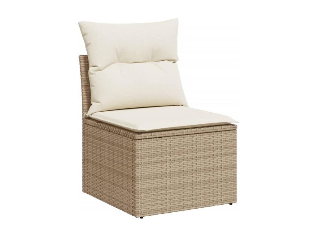 Ensemble de mobilier de jardin beige 11 pièces avec coussins, 62 x 62 x 69 cm