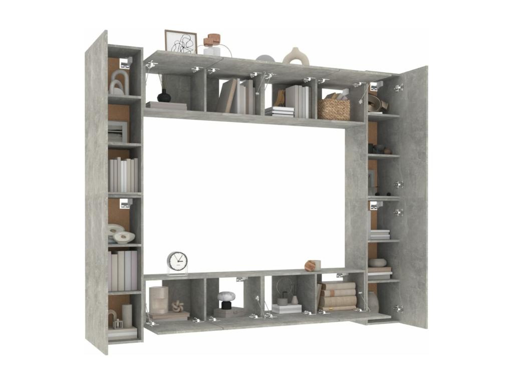 Meuble TV gris 8 pièces, 80 x 30 x 30 cm